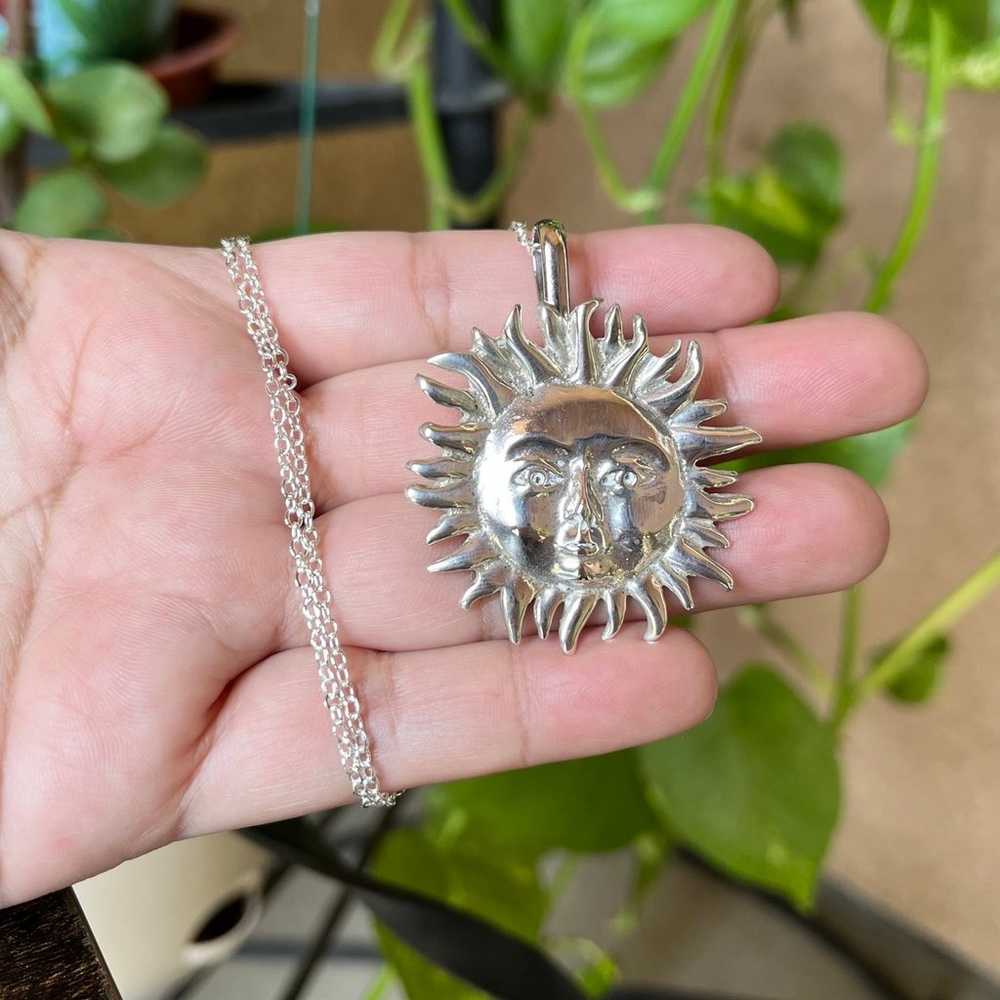 Vintage Sterling Silver Sun Necklace - image 7