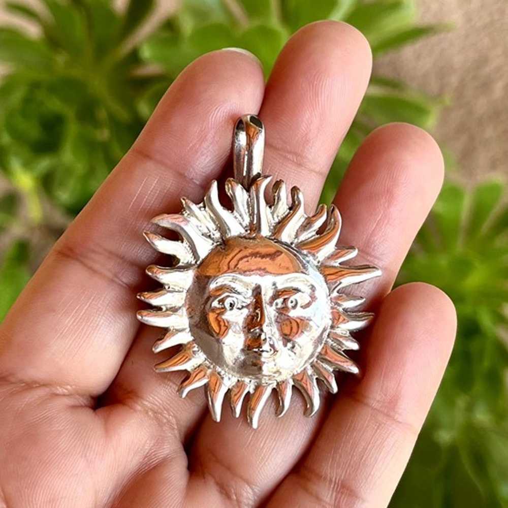 Vintage Sterling Silver Sun Necklace - image 8