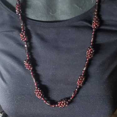 Vintage bohemian garnet grape cluster necklace - image 1