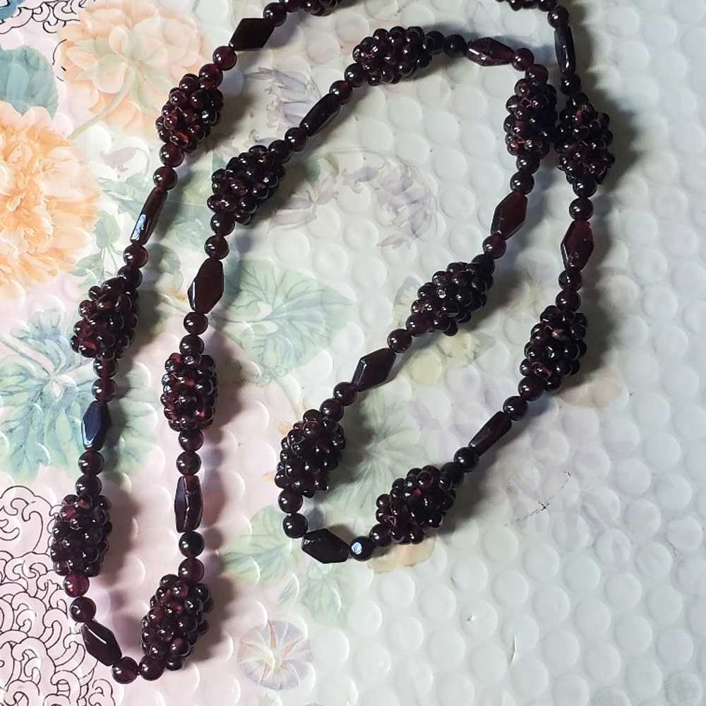 Vintage bohemian garnet grape cluster necklace - image 2