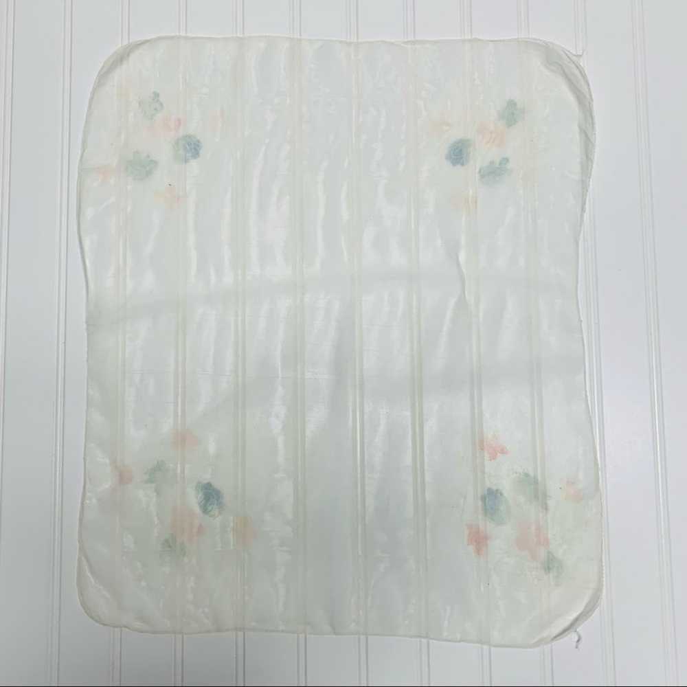 Vintage Small Square Scarf ? Silk? Faint Floral P… - image 2