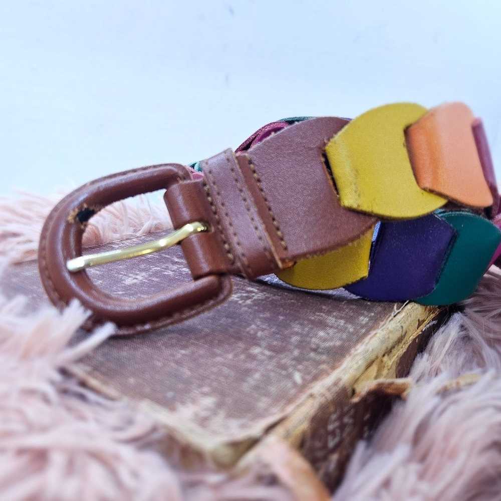 Vintage Leather Rainbow Loop Womens Belt - image 2