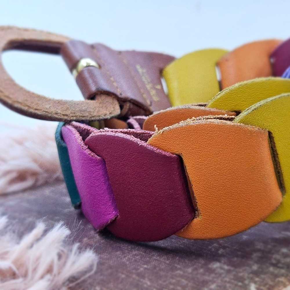 Vintage Leather Rainbow Loop Womens Belt - image 8