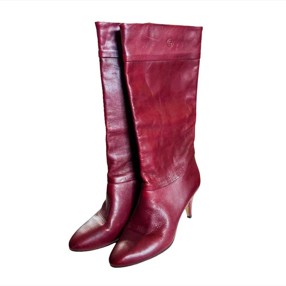 Vintage Oxblood Leather Knee High Boots (8) - image 2