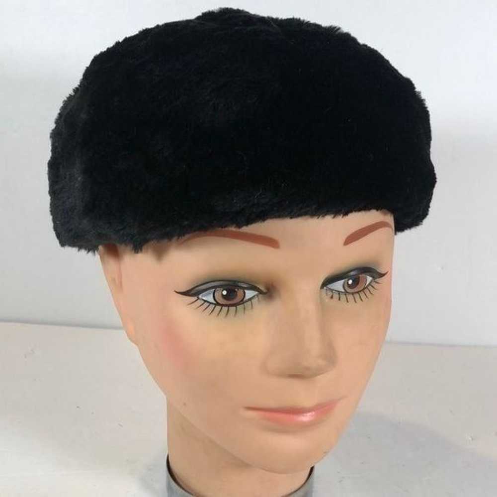 Vintage Faux Fur Black Hat Hair Combs - image 1