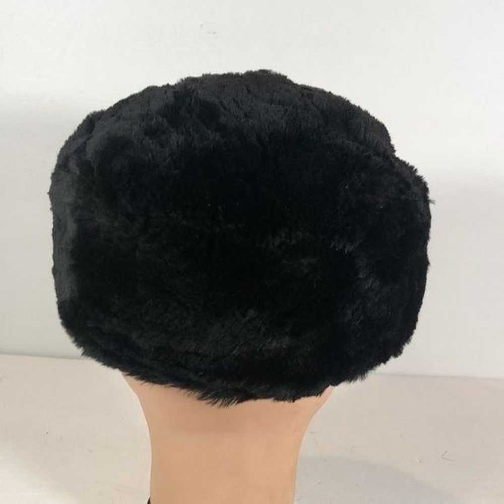 Vintage Faux Fur Black Hat Hair Combs - image 3