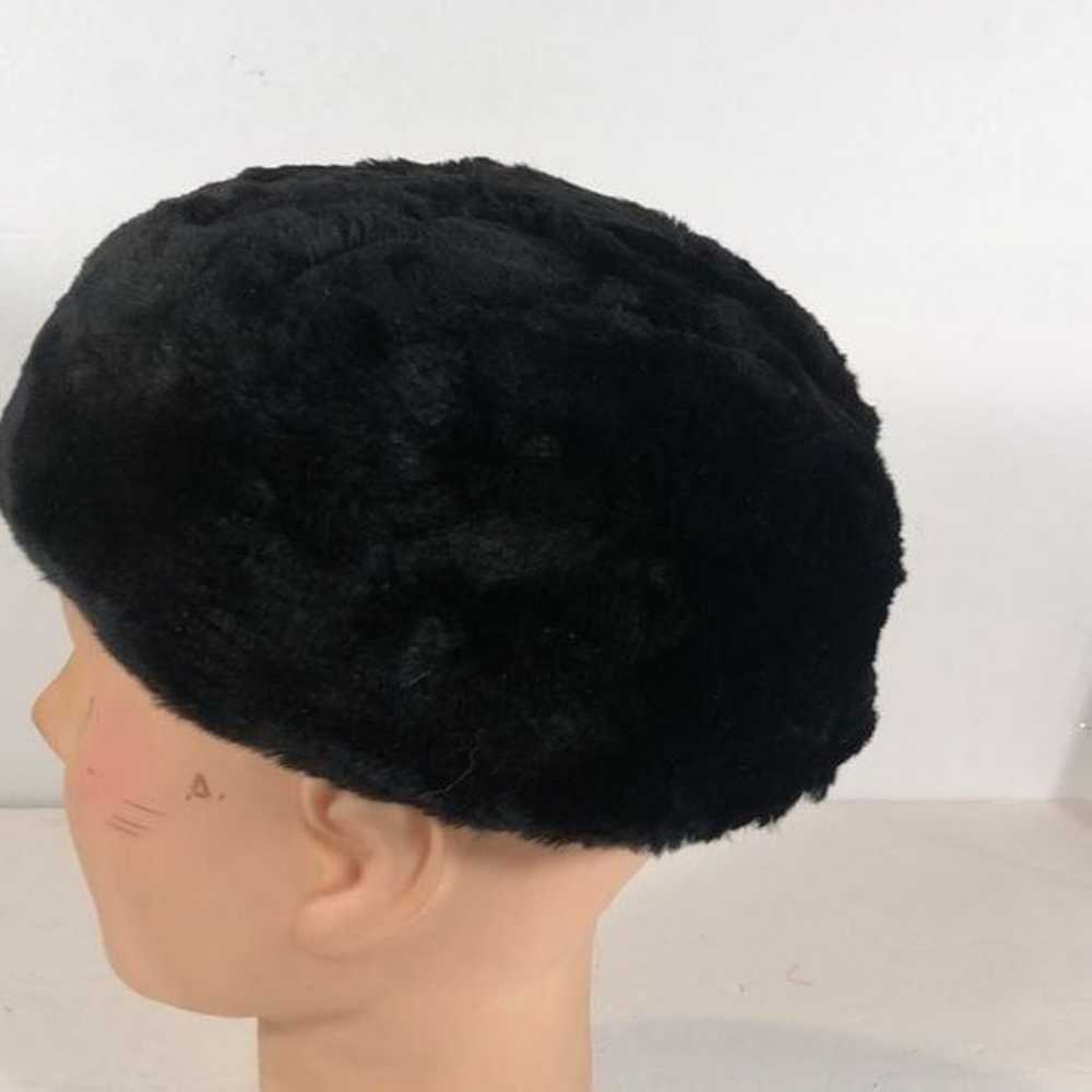 Vintage Faux Fur Black Hat Hair Combs - image 4
