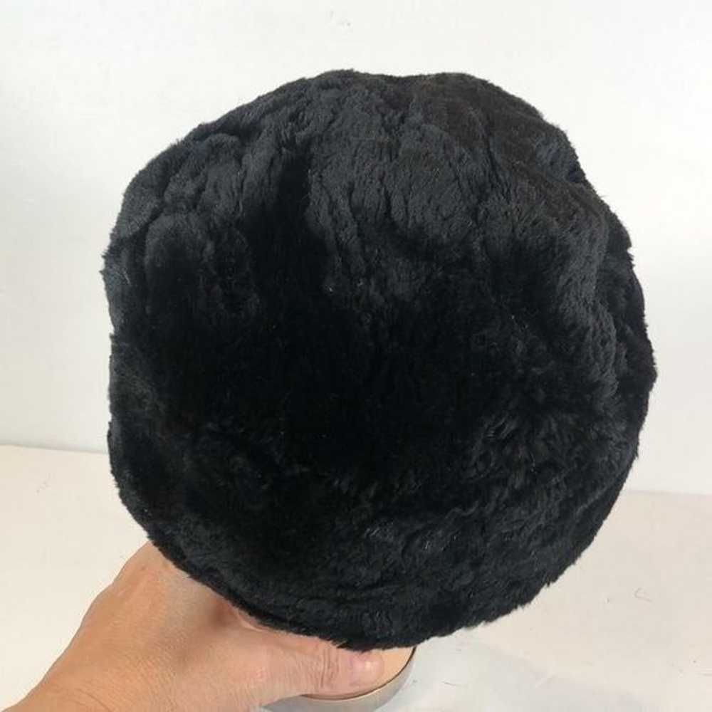 Vintage Faux Fur Black Hat Hair Combs - image 5