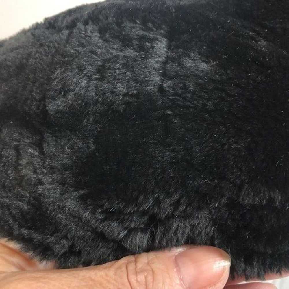 Vintage Faux Fur Black Hat Hair Combs - image 9