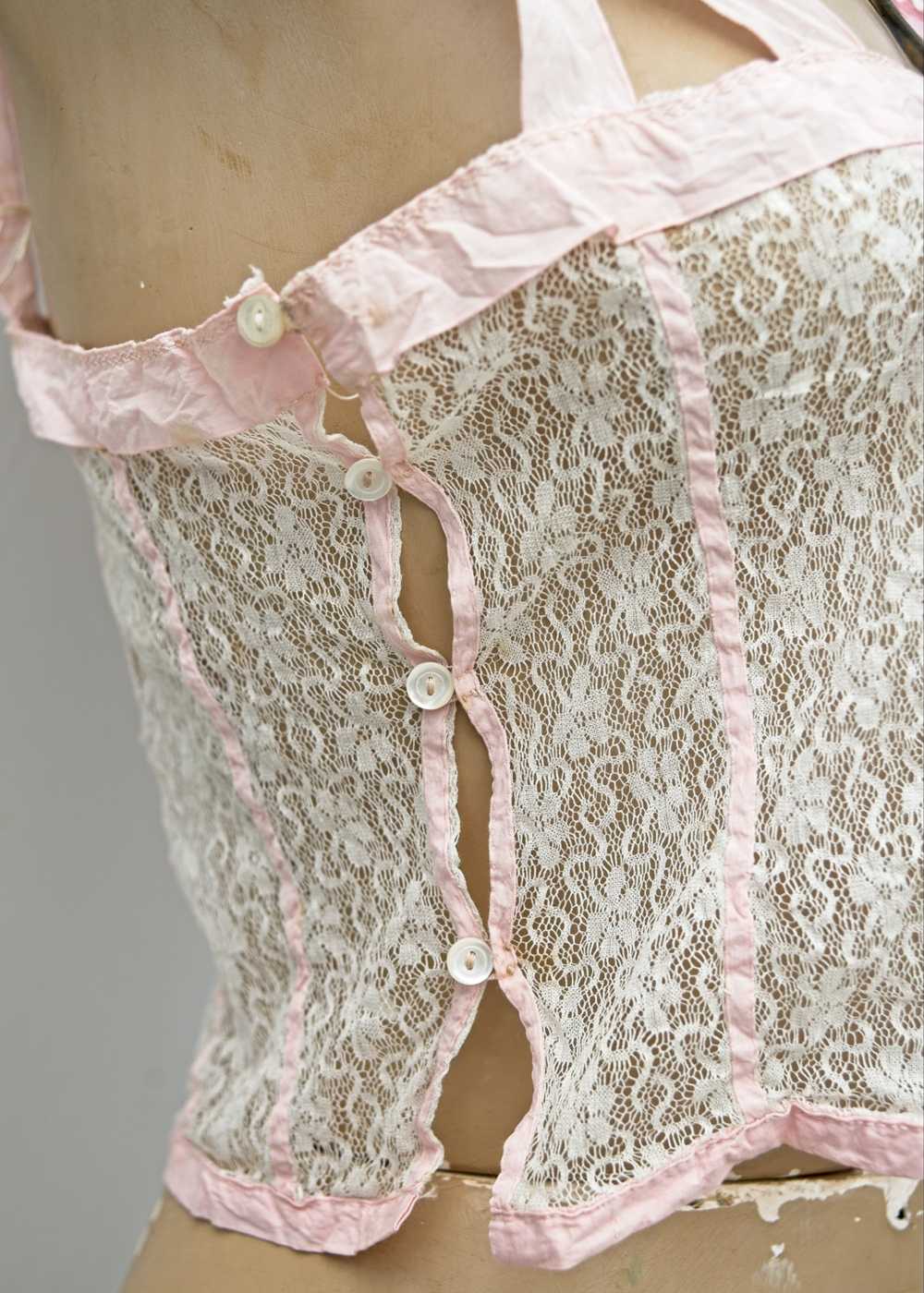 Antique 20s Lace and Ribbon Bralette Chemise - image 3