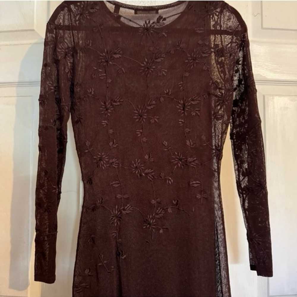 Vintage Tahari Knit Beaded Sheer Y2K Dress Size S… - image 10