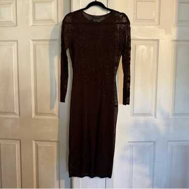 Vintage Tahari Knit Beaded Sheer Y2K Dress Size S… - image 1