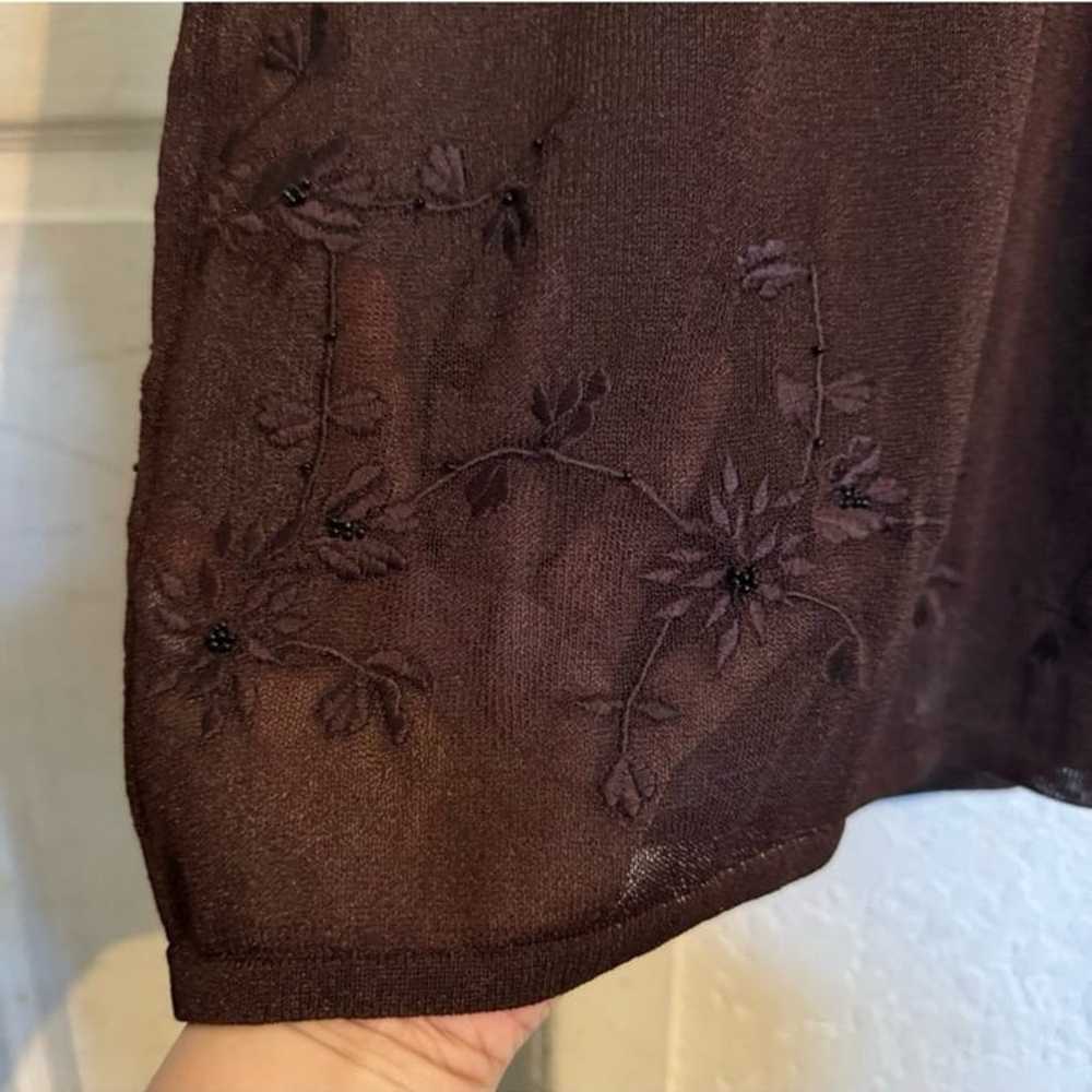 Vintage Tahari Knit Beaded Sheer Y2K Dress Size S… - image 2