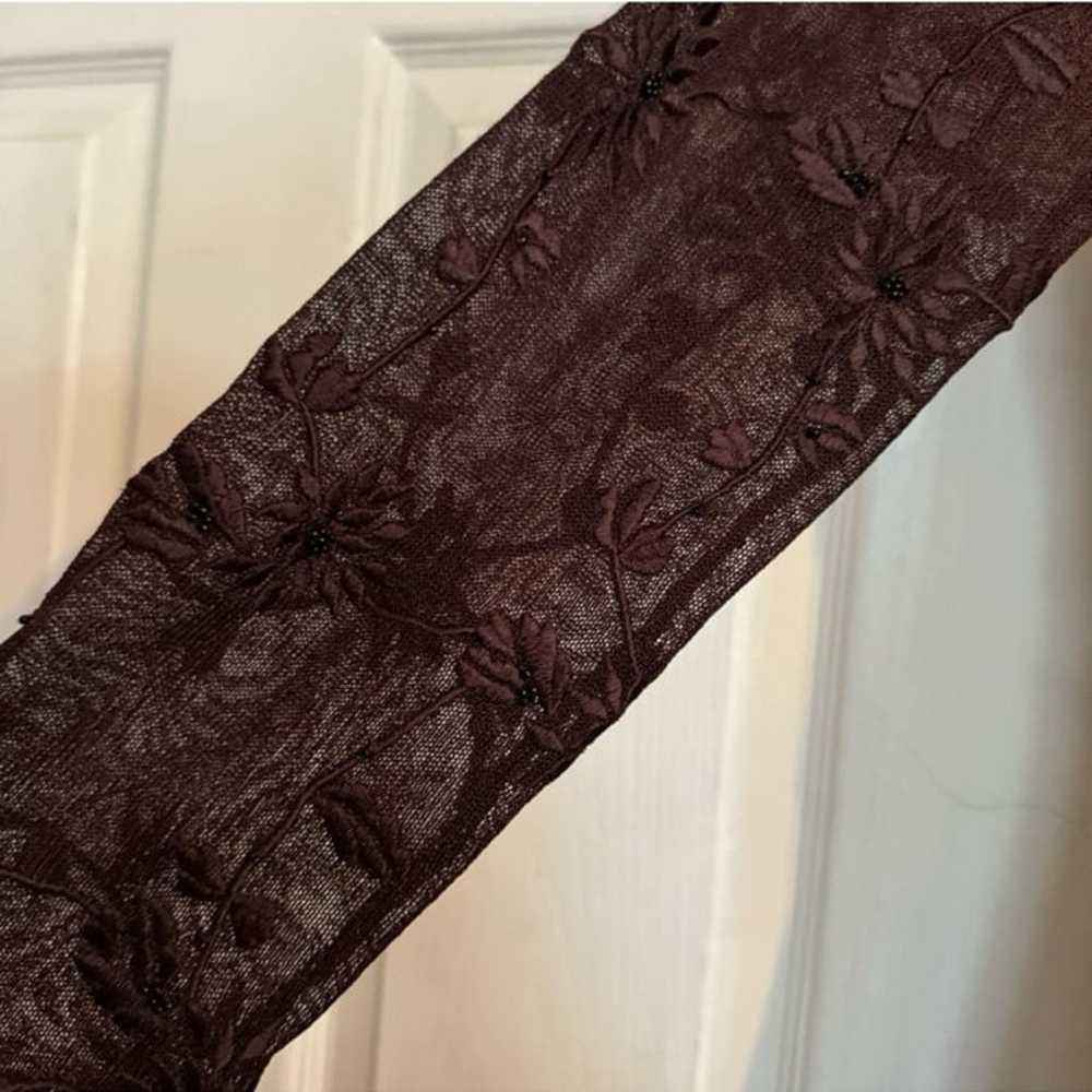 Vintage Tahari Knit Beaded Sheer Y2K Dress Size S… - image 5