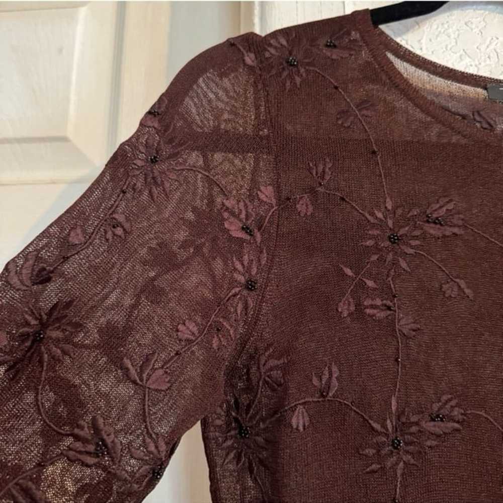 Vintage Tahari Knit Beaded Sheer Y2K Dress Size S… - image 6