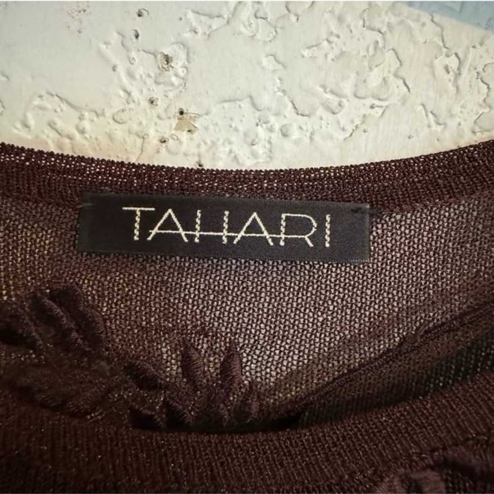 Vintage Tahari Knit Beaded Sheer Y2K Dress Size S… - image 8