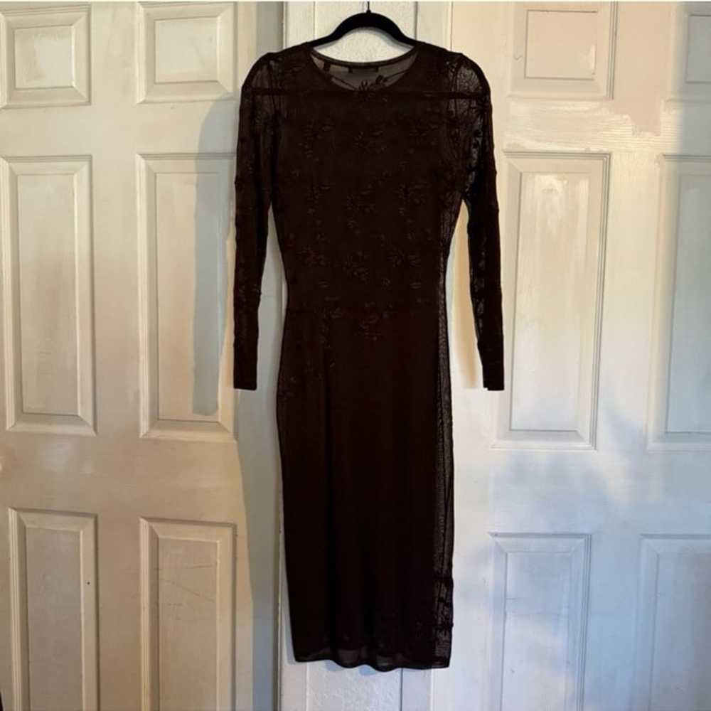 Vintage Tahari Knit Beaded Sheer Y2K Dress Size S… - image 9