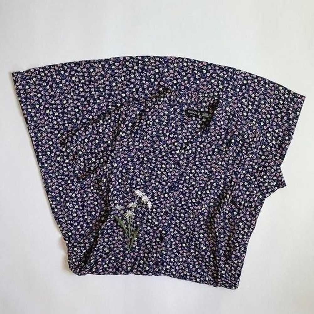 Vintage 90s navy floral shirt dress - image 1