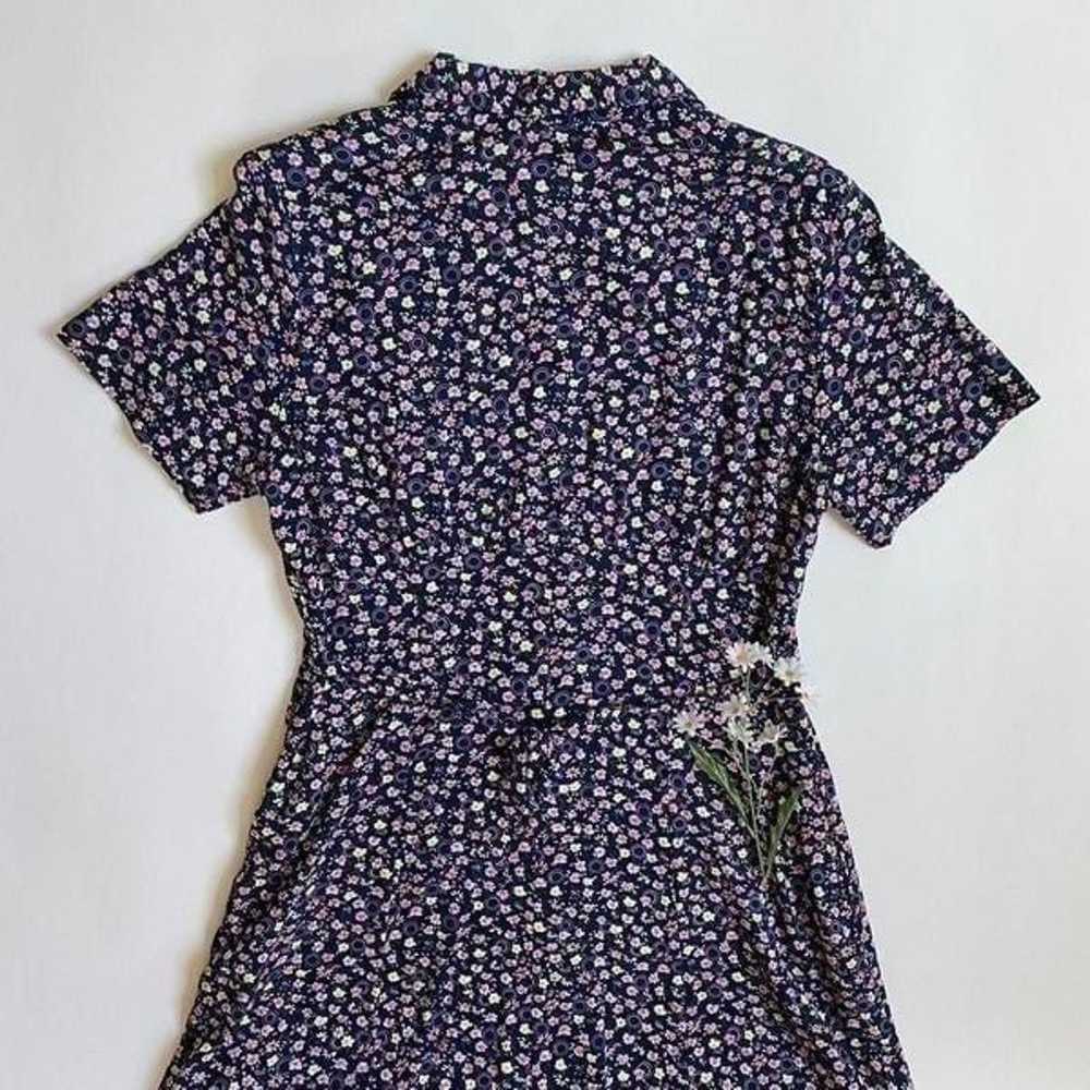 Vintage 90s navy floral shirt dress - image 3