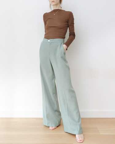 70s Mint Textured Wide Leg Trousers