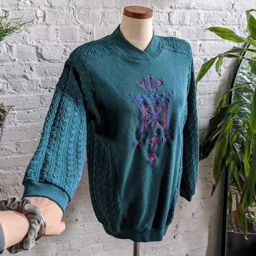 90s Vintage Funky Oversize Western Embroidered Geo