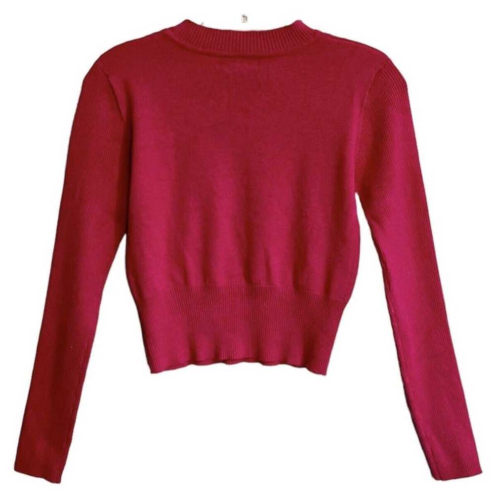 Vintage Say What Knit Sweater Medium Barbie Pink … - image 2