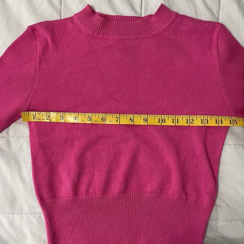 Vintage Say What Knit Sweater Medium Barbie Pink … - image 3
