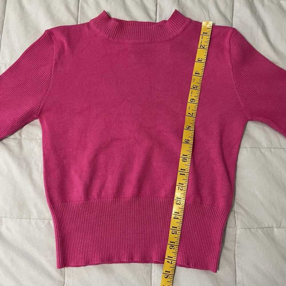 Vintage Say What Knit Sweater Medium Barbie Pink … - image 4
