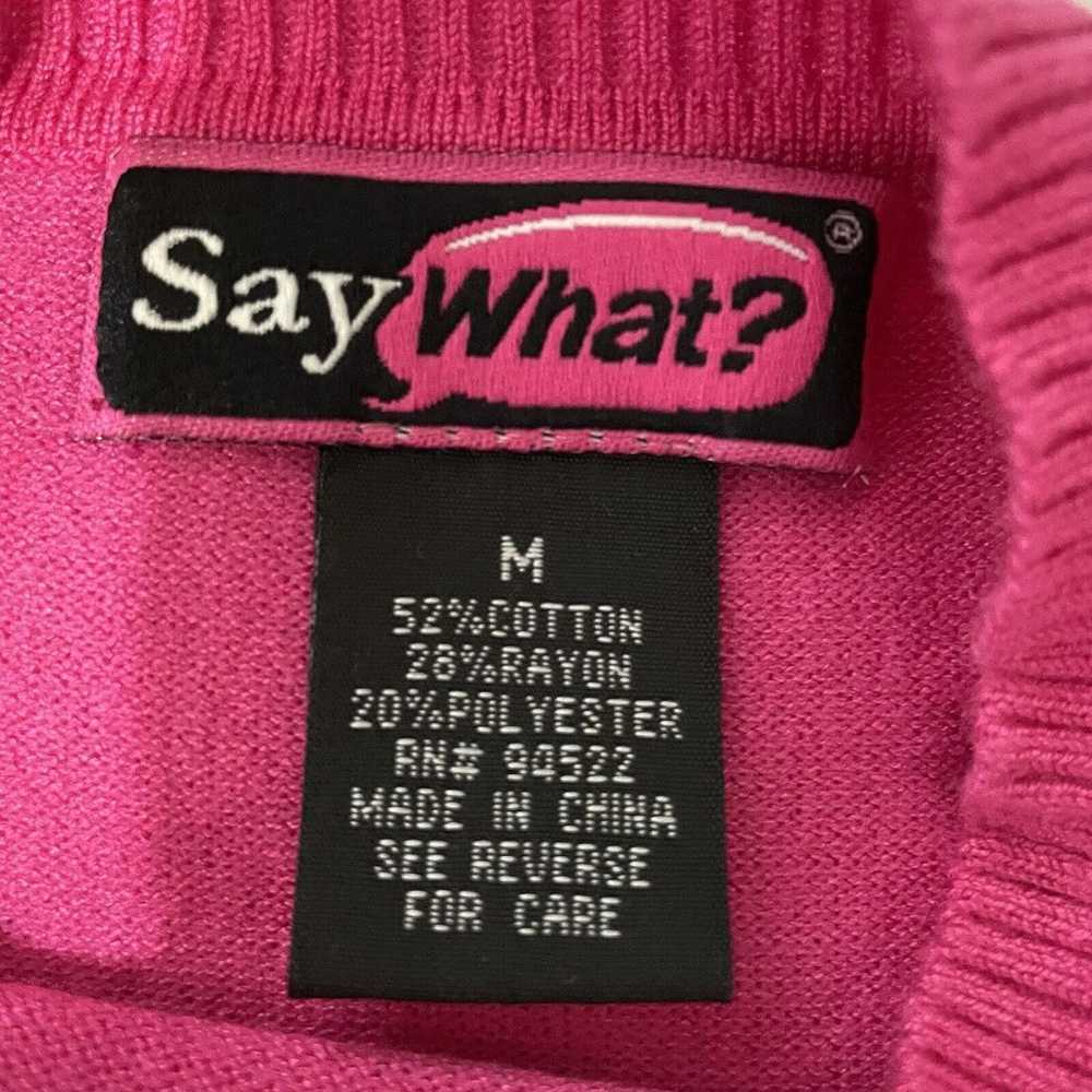 Vintage Say What Knit Sweater Medium Barbie Pink … - image 5
