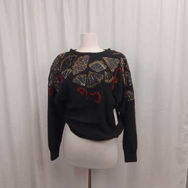 IB DIFFUSION vintage chunky embellished sweater
