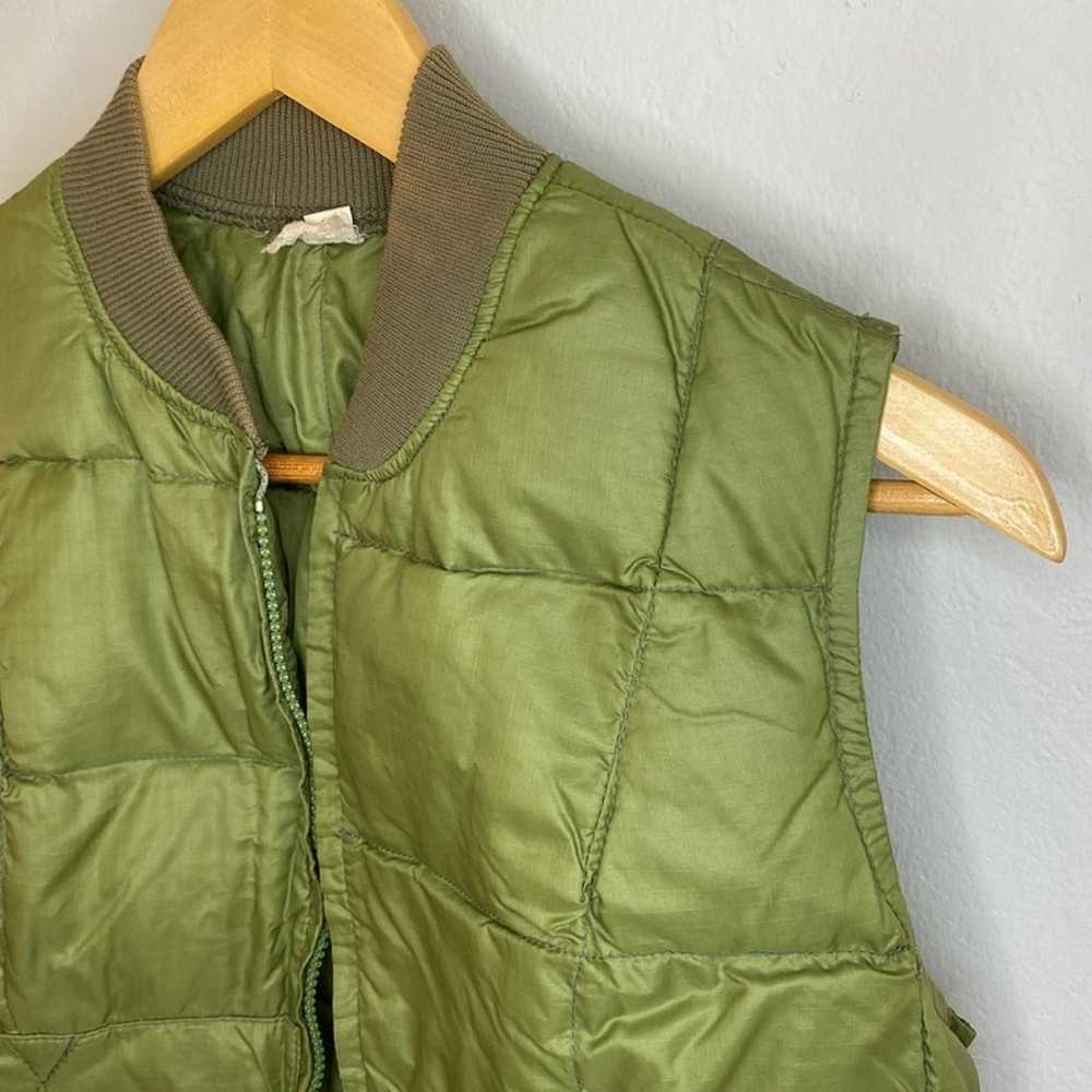 Vintage 70’s Zip Up Puffer Vest- Green- Women S - image 3