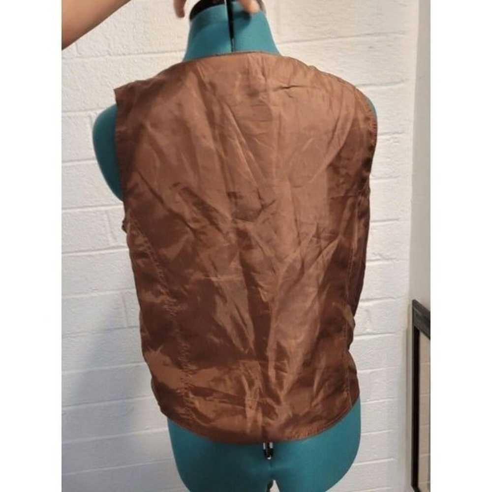 womens Vintage 1990s Brown suede Leather vest siz… - image 5