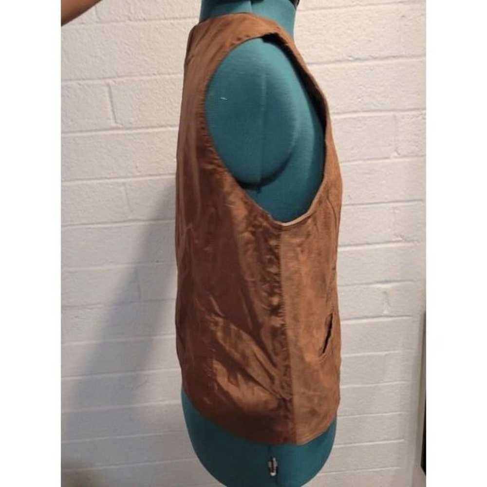 womens Vintage 1990s Brown suede Leather vest siz… - image 6