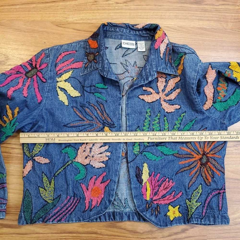 Vintage 90s Y2k Chicos 3/XL Embroidered Jean Jack… - image 11
