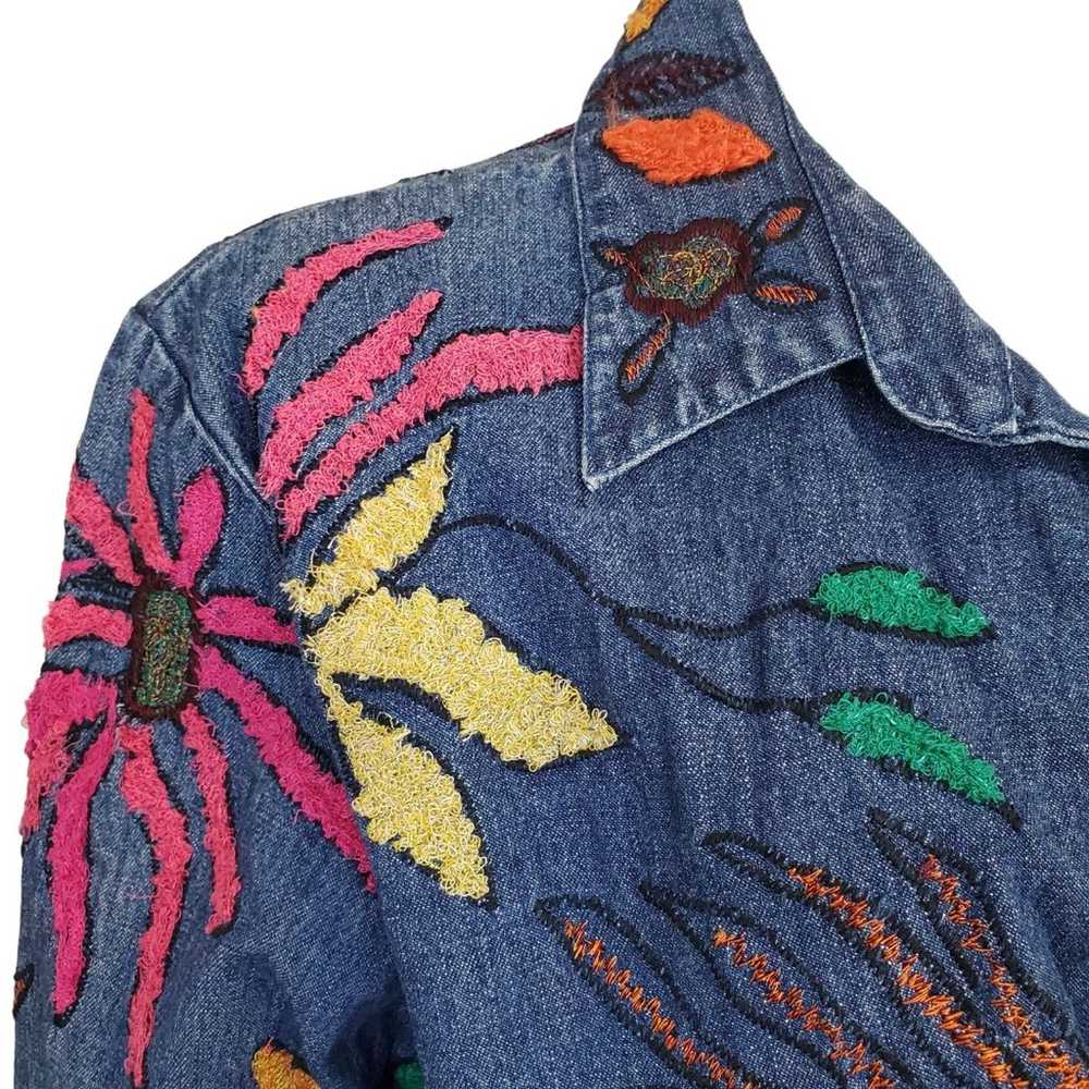 Vintage 90s Y2k Chicos 3/XL Embroidered Jean Jack… - image 2