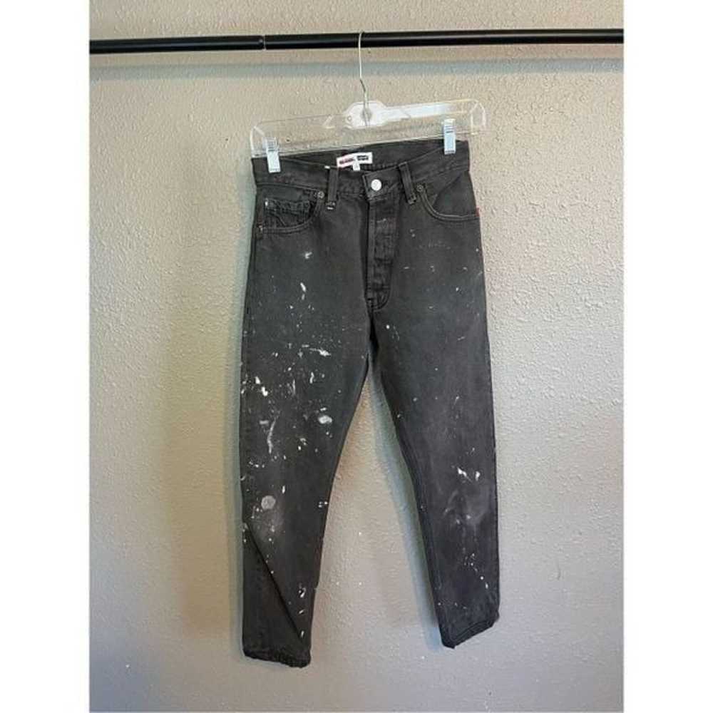 Re/Done X Levis Paint Splattered Gray Straight Le… - image 1