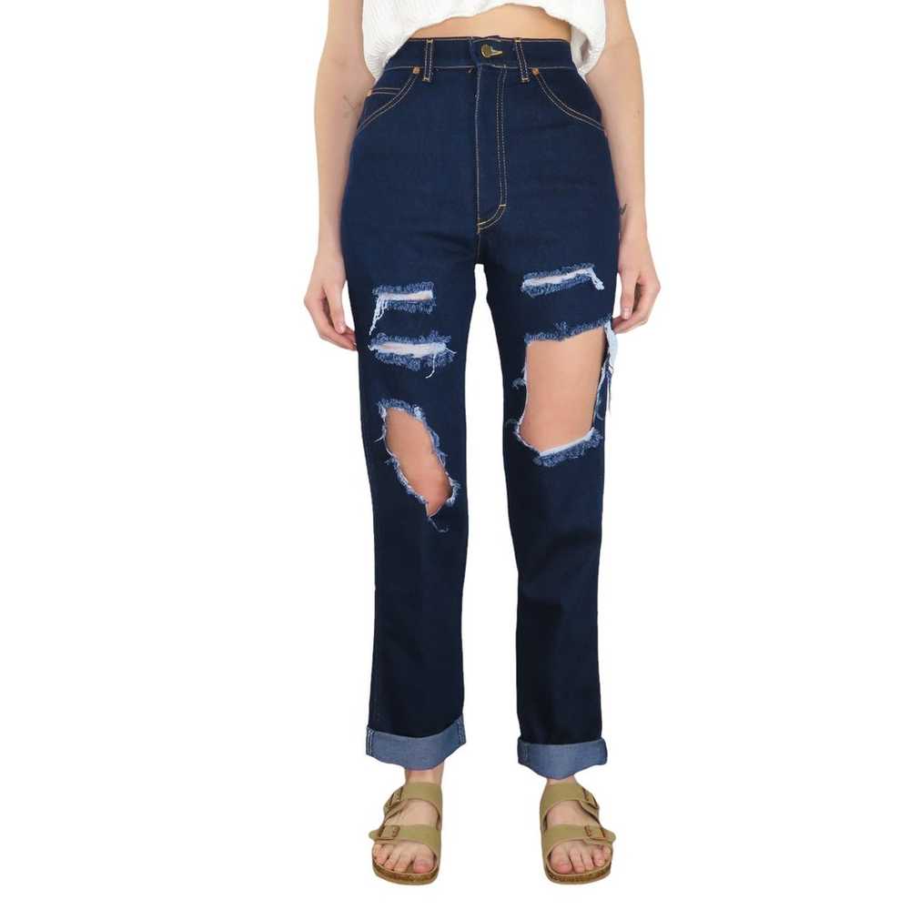90s Vintage Lee High Rise Straight Leg Ripped Mom… - image 2