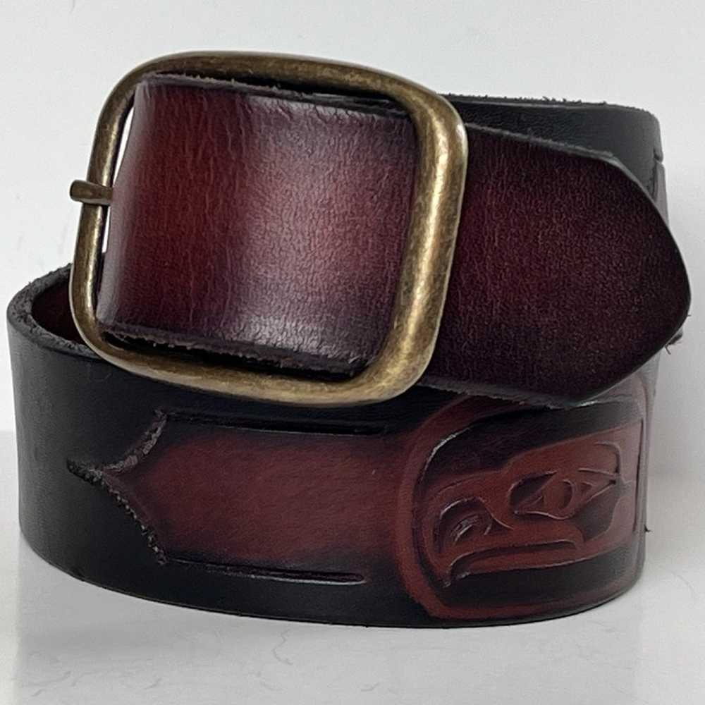 Vintage Seahawks Tooled Leather Belt Seattle Foot… - image 1