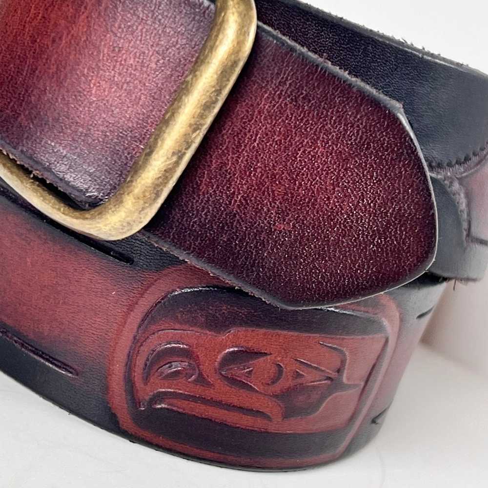 Vintage Seahawks Tooled Leather Belt Seattle Foot… - image 2