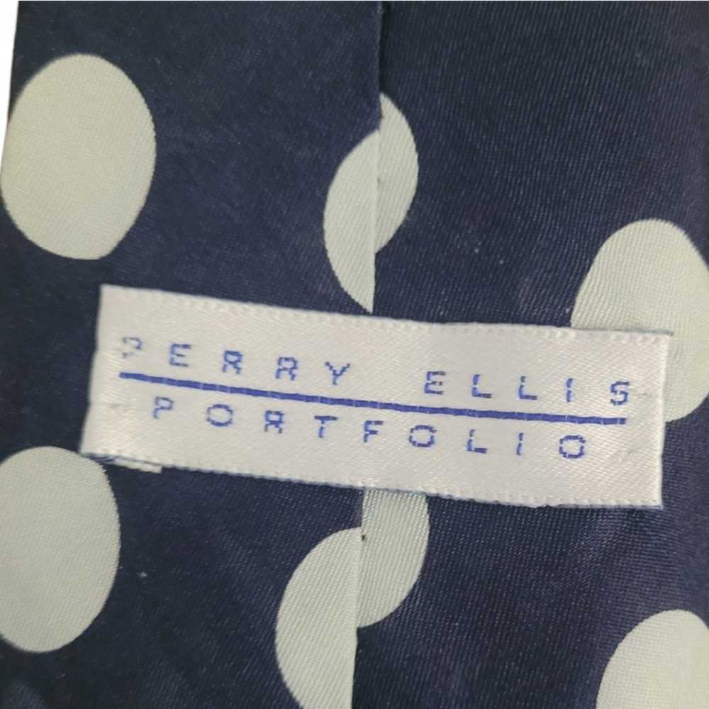 Perry Ellis Portfolio Blue on Blue Polka-dots Sil… - image 8