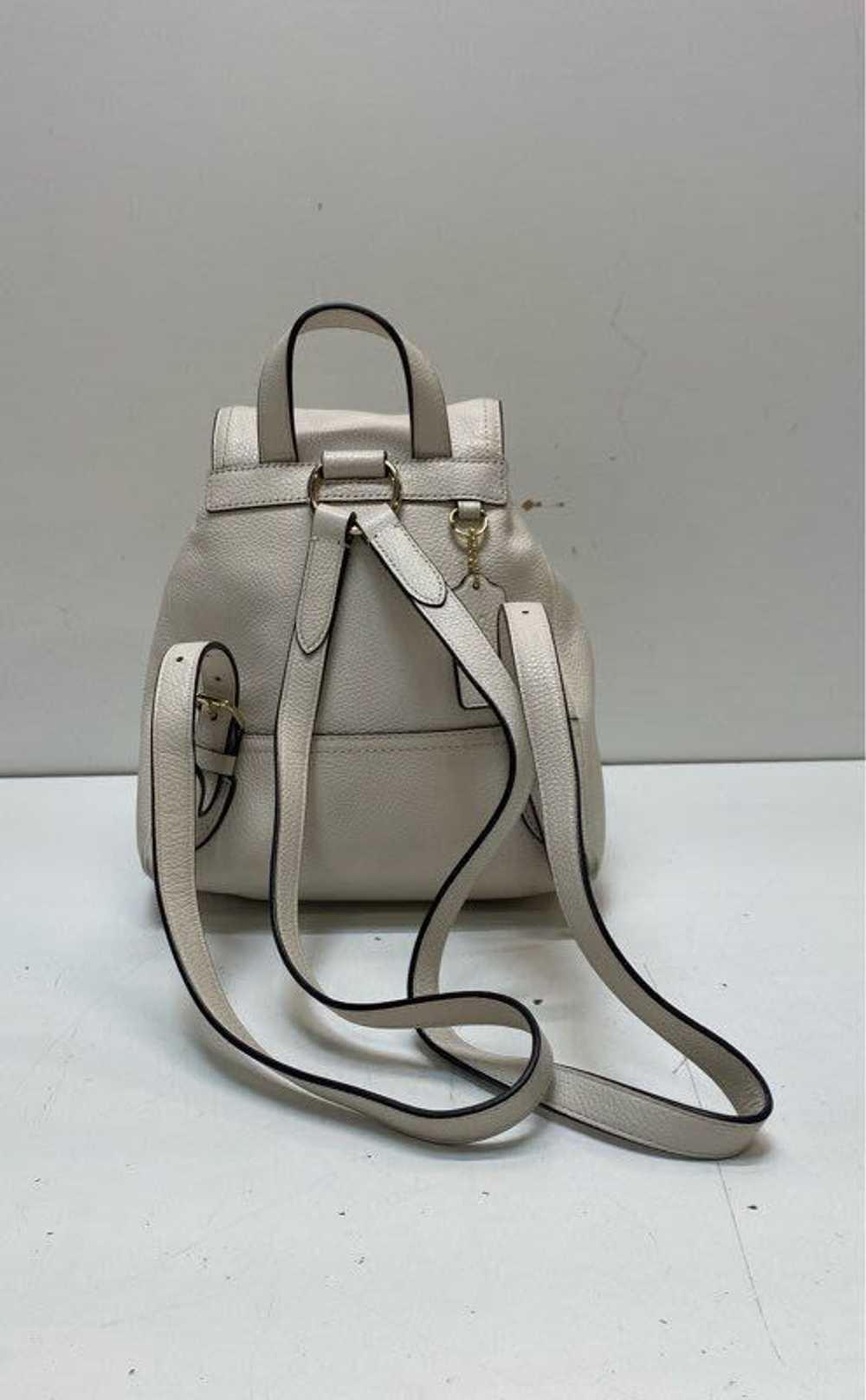 Coach Pebble Leather Small Turnlock Backpack Ivory - image 2