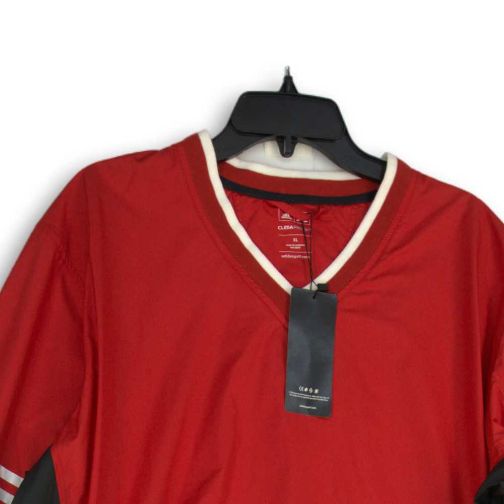 NWT Adidas Mens Red Colorblock V-Neck Wind ClimaP… - image 3