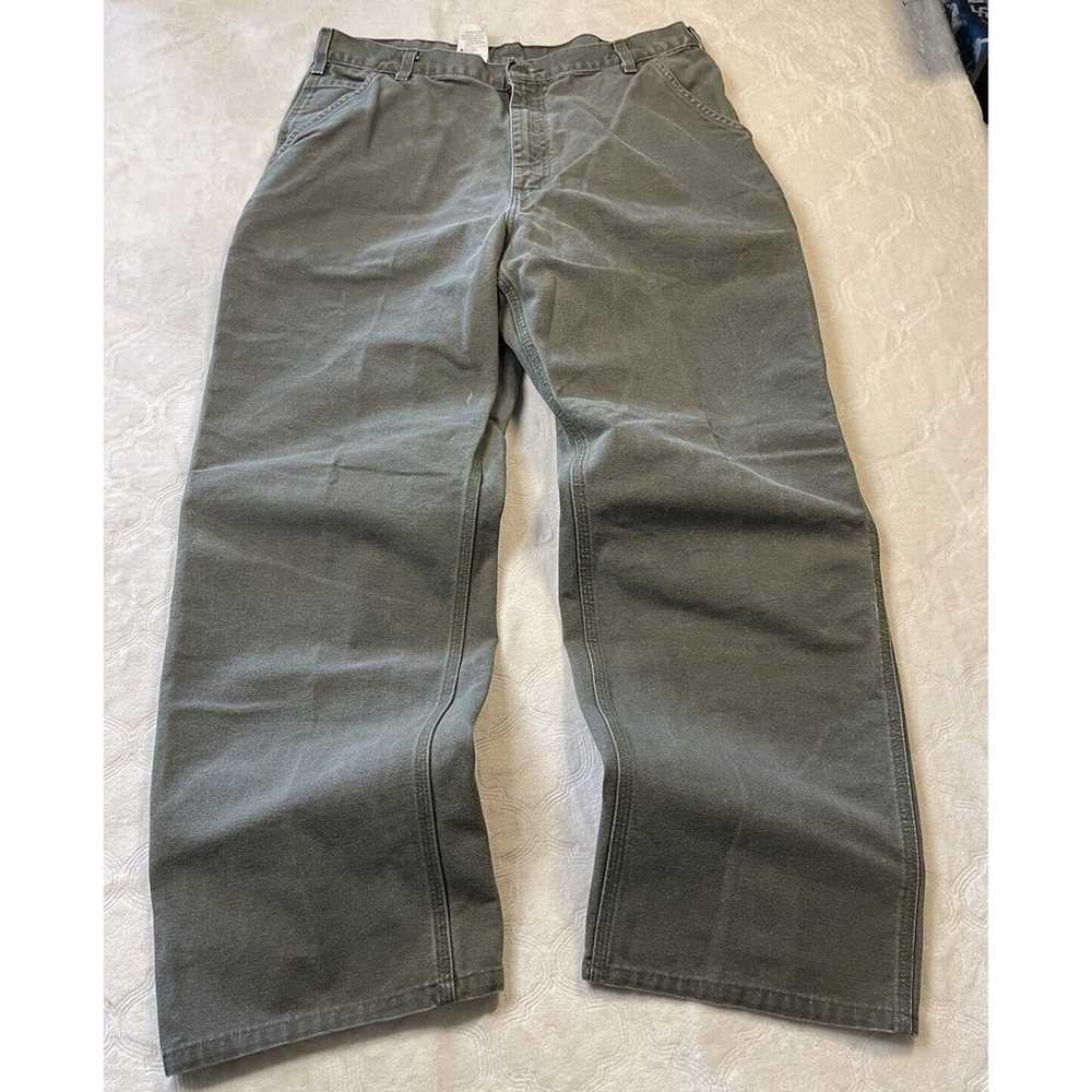 Carhartt Pants Mens 38x34 Green B11 MOS Canvas Pa… - image 2