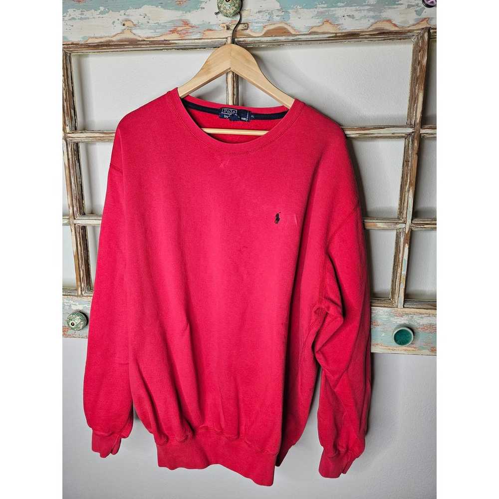 Vintage Polo Ralph Lauren Red Polo Sweatshirt Men… - image 2