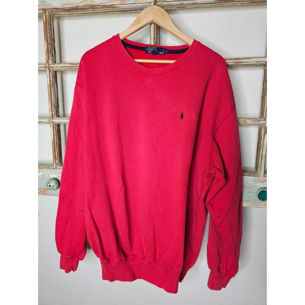 Vintage Polo Ralph Lauren Red Polo Sweatshirt Men… - image 3