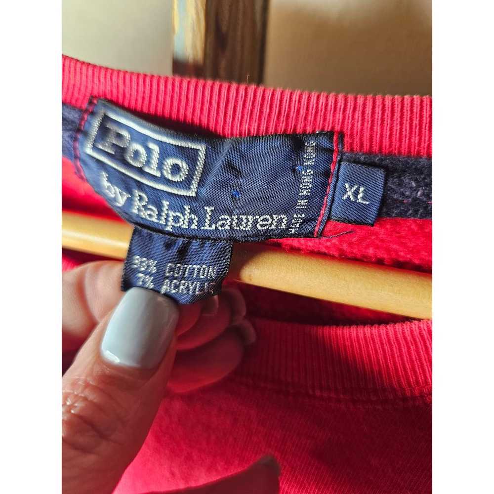 Vintage Polo Ralph Lauren Red Polo Sweatshirt Men… - image 7