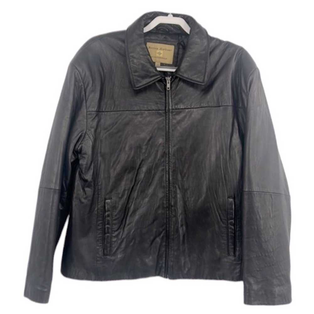Vintage Boston Harbor black leather jacket size l… - image 1