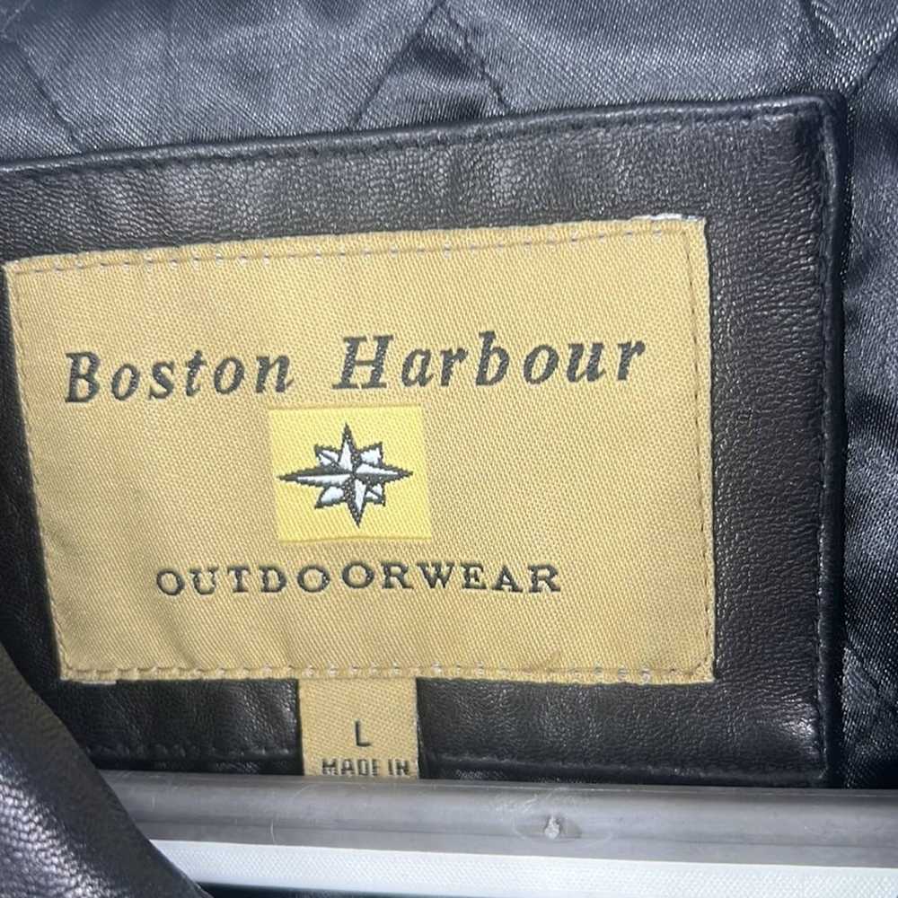 Vintage Boston Harbor black leather jacket size l… - image 2
