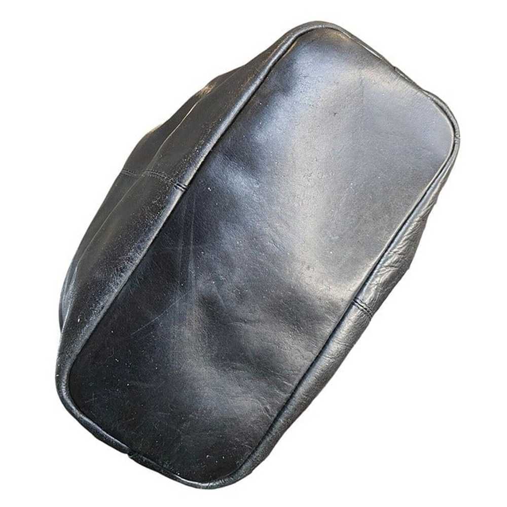 Vintage Retro 90 Black Leather Bucket Bag Purse H… - image 10