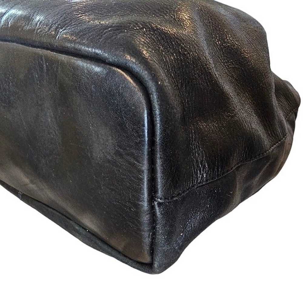Vintage Retro 90 Black Leather Bucket Bag Purse H… - image 11